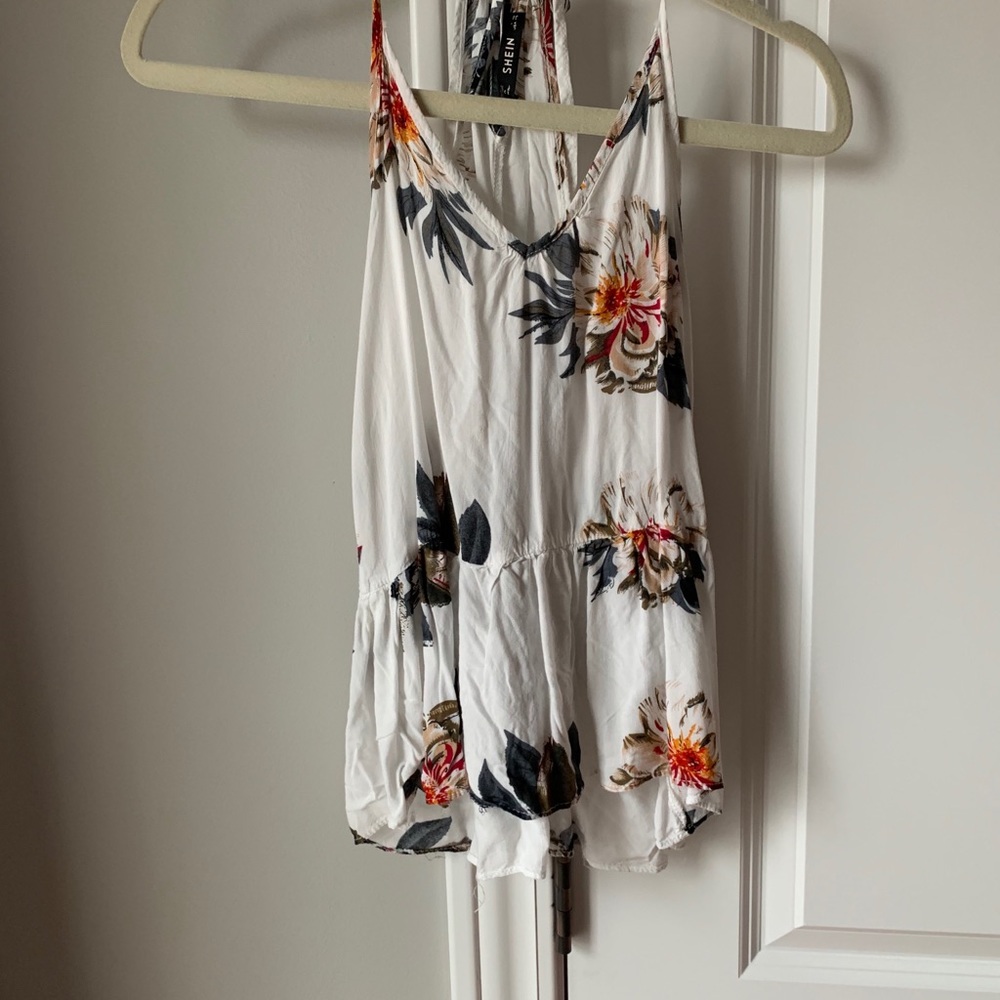 Floral white tank top